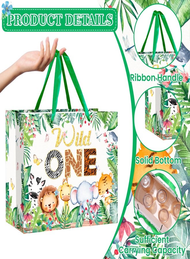 Yoirrat Large Wild One Gift Bags with Greeting Card for Boys 1st Birthday Wrapping Paper Jungle Safari Woodland Animal Gift Bag Baby Shower Christmas Party Supplies - Image 2